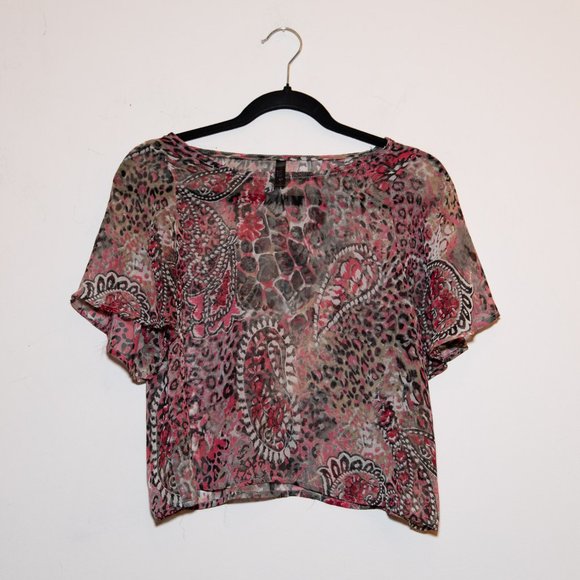Full Tilt Tops - Full Tilt Paisley Sheer Crop Tee